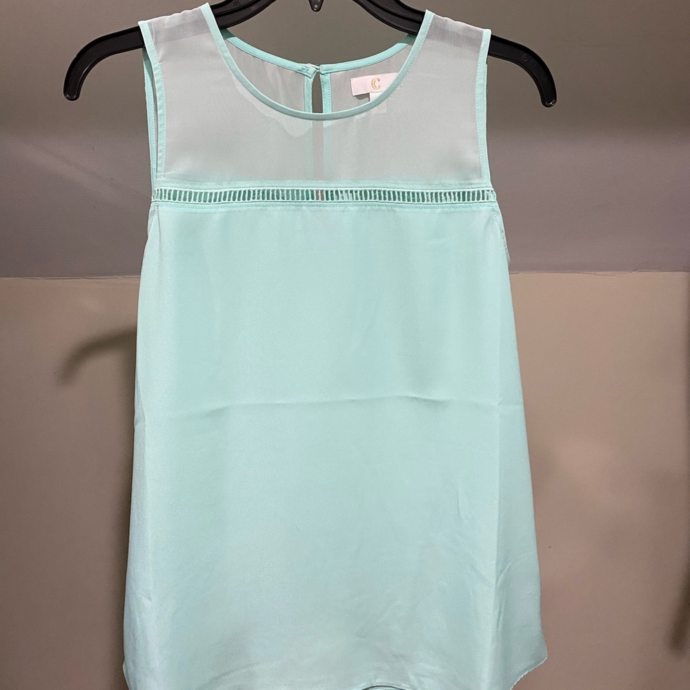 teal high neck tank top